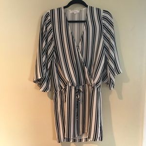Black and white striped mini dress